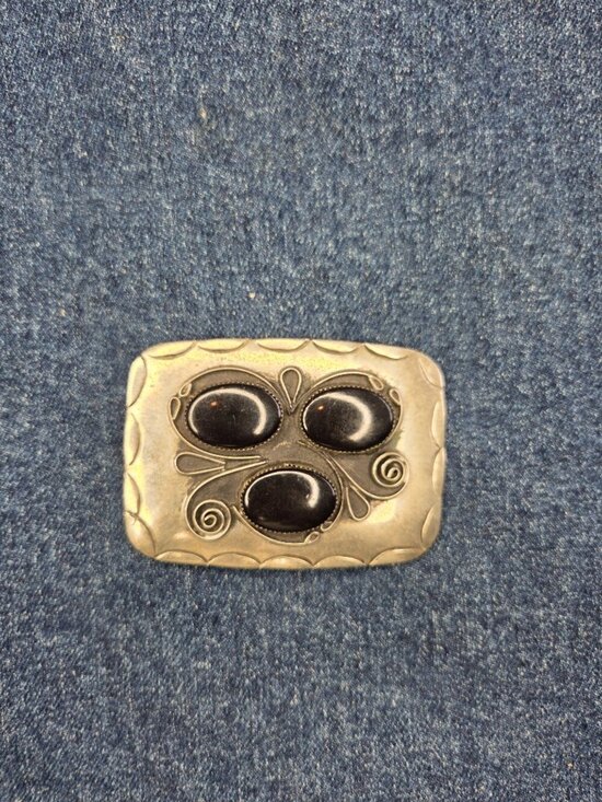 Handmade, Vintage - Arizona Silversmiths German Silver And Onyx Belt Buckle main image 8